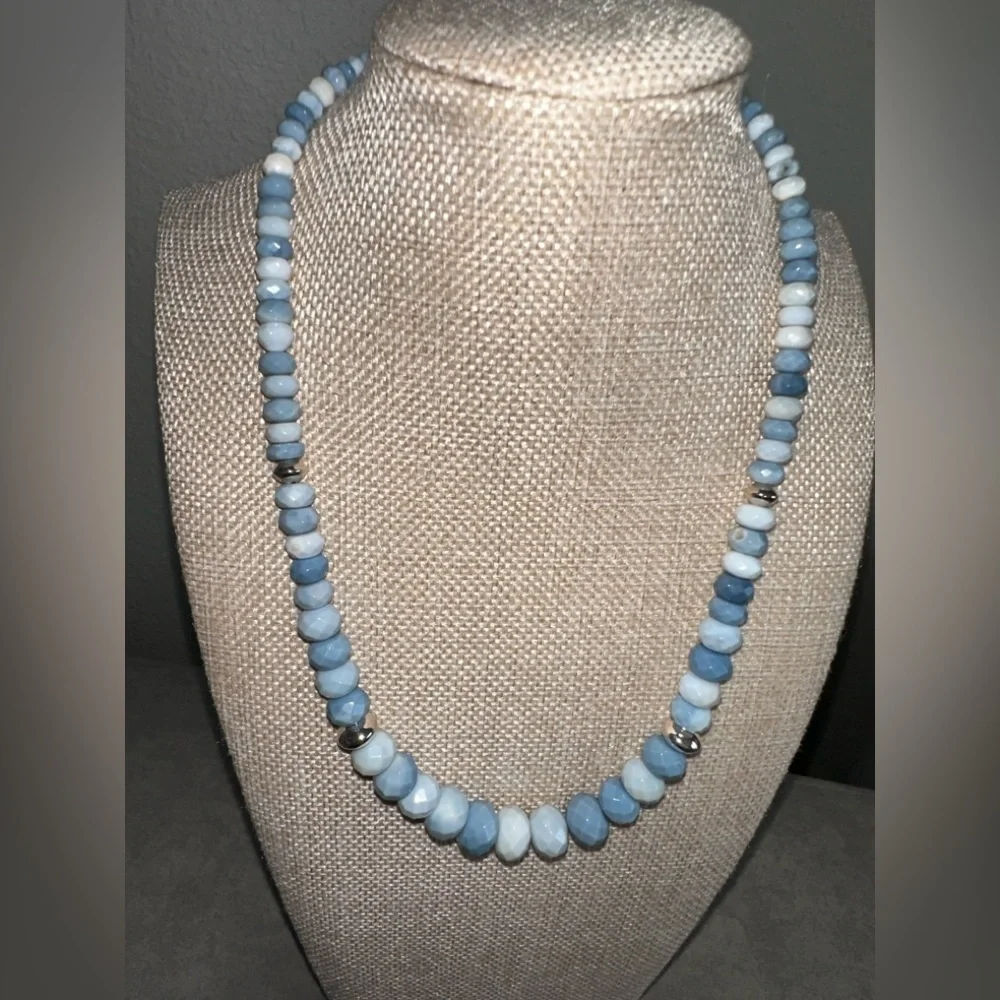 Blue Opal Bead with sterling silver accents Necklace by Jay King - Picture 4 of 13